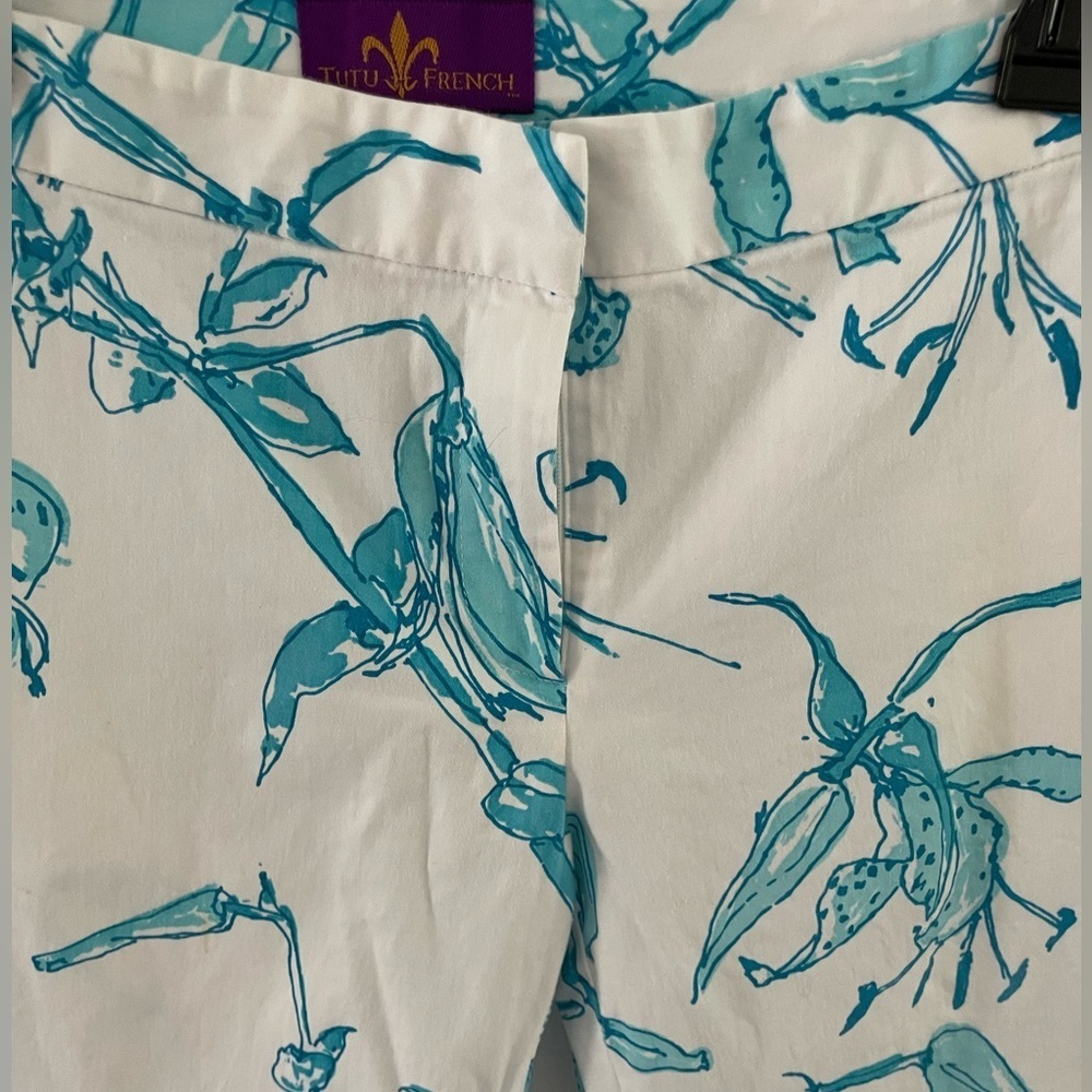 Tutu French White & Blue Floral Print Pants – Size 2 - Picture 2 of 5